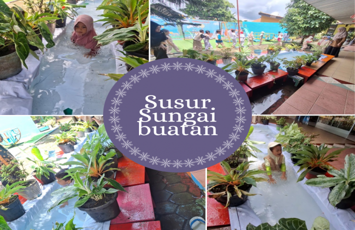 Kegiatan Seru TK dan KB Al Irsyad 02 Susur Sungai Mini Buatan